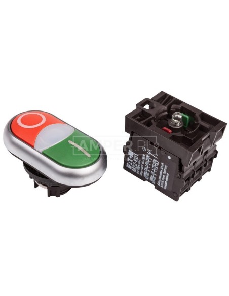 Przycisk sterowniczy 22mm podwójny czerwony/zielony z samopowrotem z podświetleniem 1Z 1R M22-DDL-GR-X1/X0/K11/230-W 216509