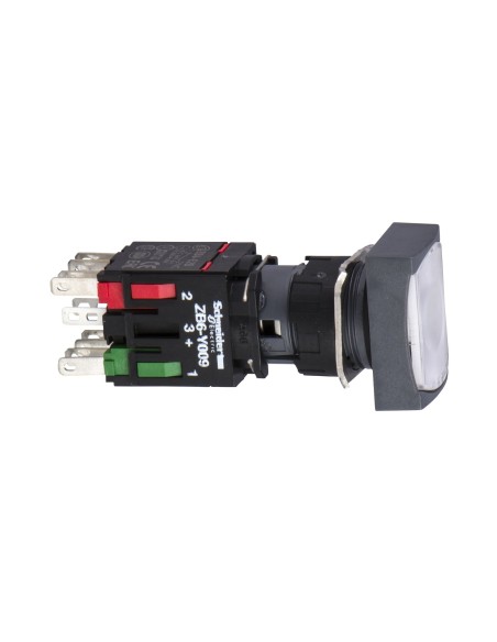 Przycisk kompletny biały podśw. prost., O 16, kryty sam. powr., 12...24V- 1NO+1NC XB6DW1B5B