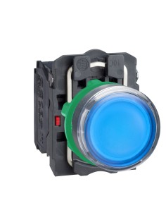 Przycisk sterowniczy podświetlany nieb. kryty O 22 z sam. powr., 220...240V, 1NO+1NC XB5AW36M5