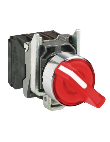Przełącznik piórk. komp. czerw. podśw. O 22 2 poz. stab., 120 V, 1NO+1NC XB4BK124G5