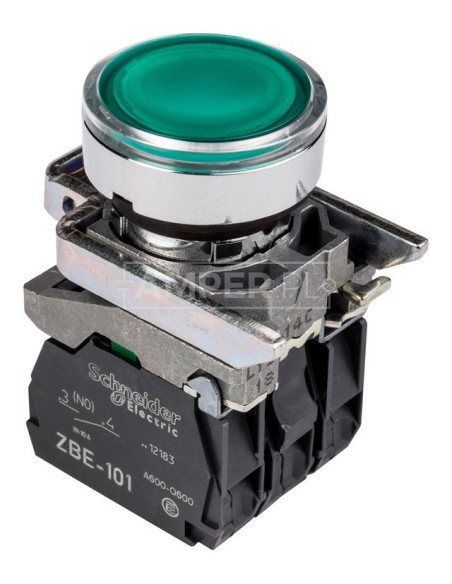 Przycisk sterowniczy 22mm zielony z samopowrotem z podświetleniem 1Z 1R XB4BW33M5