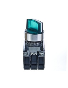 Przełącznik 2 położeniowy pokrętło 22mm zielony 1Z 1R z samopowrotem XB4BK123B5