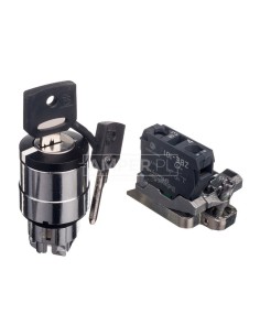 Przełącznik 2 położeniowy klucz 22mm czarny 1Z bez samopowrotu XB4BG41