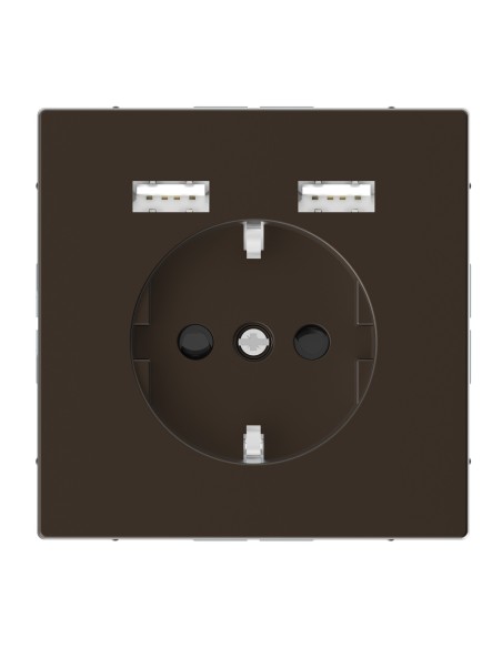 Merten System D Gniazdo pojedyncze SCHUKO + 2XUSB 2.4A 5V mocca MTN2366-6052