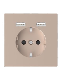 Merten System D Gniazdo pojedyncze SCHUKO + 2XUSB 2.4A 5V szampański MTN2366-6051