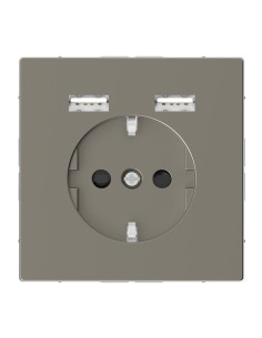 Merten System D Gniazdo pojedyncze SCHUKO + 2XUSB 2.4A 5V nikiel MTN2366-6050