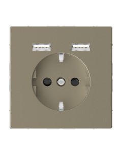 Merten System D Gniazdo pojedyncze SCHUKO + 2XUSB 2.4A 5V sahara MTN2366-6033