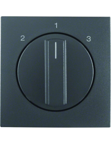 B.Kwadrat/B.3/B.7 Płytka czołowa z pokrętłem do łącznika 3-pozycyjnego bez pozycji zerowej, antracyt mat 10841606 Berker Hager