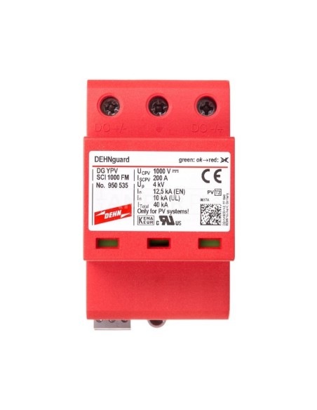 Ogranicznik przepięć C Typ 2 PV 1000V DC 3P 12,5kA 4kV DEHNguard compact YPV SCI 1000 FM 950535