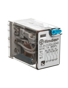 Przekaźnik miniaturowy 4P 7A 24V DC przycisk testujący mechaniczny wskaźnik zadziałania AgNi 55.34.9.024.0040