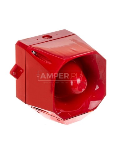 Sygnalizator optyczno-akustyczny Asserta MIDI 230V AC 108dB czerwony IP66 AS/M/SB/230/R/RL 7052111FUL-0130