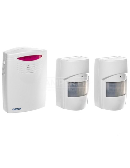 Czujnik ruchu x2 z sygnalizacją bezprzewodową IP44 120m biały OR-MA-710