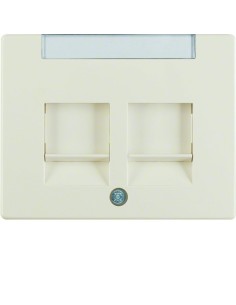 Arsys Płytka czołowa podwójny z zasuwami chroniącymi przed kurzem z polem opisowym, kremowy 11820002 Berker Hager