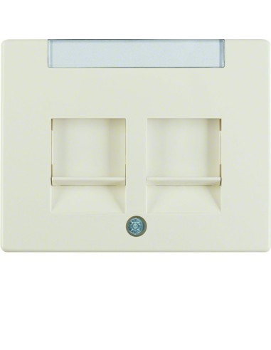Arsys Płytka czołowa podwójny z zasuwami chroniącymi przed kurzem z polem opisowym, kremowy 11820002 Berker Hager