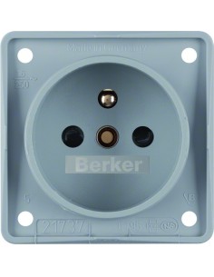 Integro Flow Gniazdo z uziemieniem z podwyższona ochroną styków, szary, mat 961952506 Berker Hager