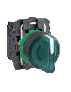 Przełącznik piórk. komp. ziel. podśw. O 22 3 poz. stab., 230 V, 1NO+1NC XB5AK133M5