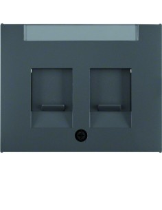 K.1 Płytka czołowa podwójna z zasuwami chroniącymi przed kurzem z polem opisowym, antracyt mat, lakierowany 11827006 Berker Hage