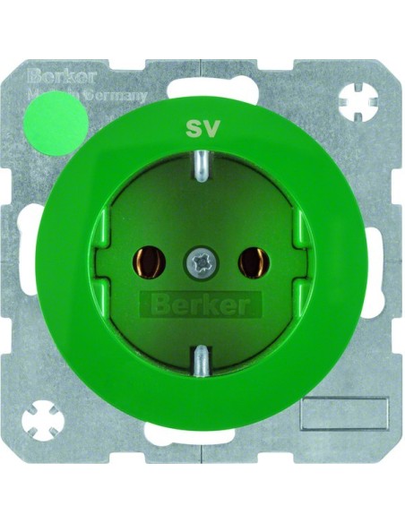 R.1/R.3 Gniazdo SCHUKO z nadrukiem zielony, połysk 47432003 Berker Hager