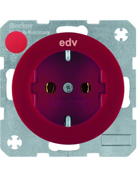 R.1/R.3 Gniazdo SCHUKO z nadrukiem czerwony, połysk 47432022 Berker Hager
