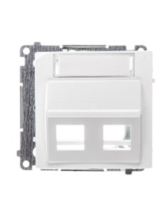 Simon Basic Pokrywa gniazda teleinformatycznego podwójna z polem opisowym biała BMGKS2P.01/11