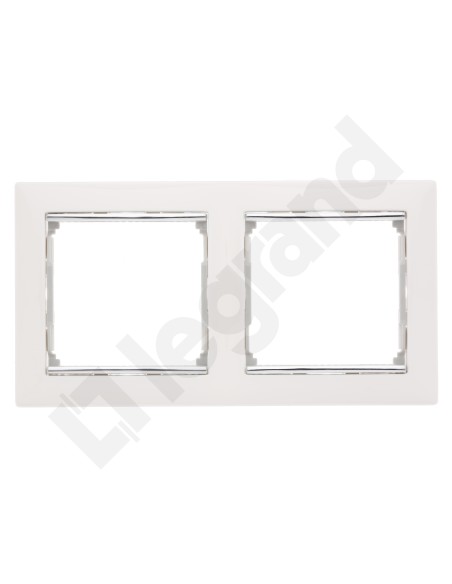 VALENA Ramka podwójna pozioma biała/srebro 770492