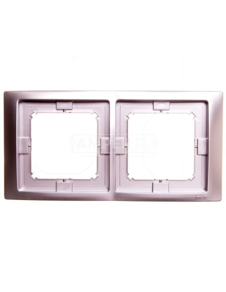 Simon Basic Neos Ramka podwójna IP44 srebrny matowy BMRC2B/43