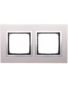 Simon 54 Nature Ramka podwójna metal SATYNOWY BLASK DRN2/79