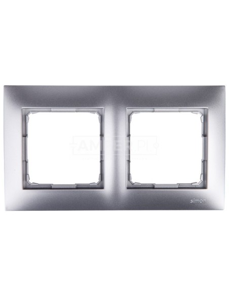 Simon 54 Premium Ramka podwójna srebrny mat /do karton-gips/ DRK2/43