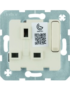 B.Kwadrat Mechanizm gniazda z uziemieniem standard brytyjski z łącznikiem i przesłonami styków, kremowy połysk 53420212 Berker H