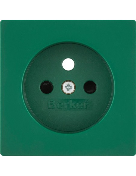 Q.x Płytka czołowa z przysłonami styków do gniazda z uziemieniem, do obwodów specjalnych, zielony, aksamit 3965766013 Berker Hag