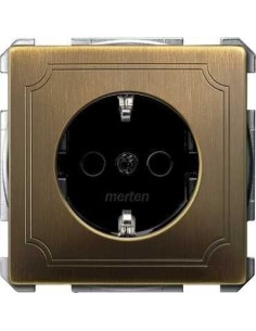 Merten System D Gniazdo pojedyncze SCHUKO z przesłonami mosiądz antyk MTN2300-4143