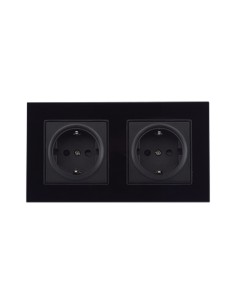 Gniazdo Szklane VT-5811 16A Ramka Podwójna 158x158mm Czarny 8401