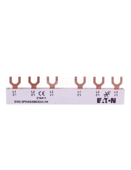 Szyna łączeniowa 6P 63A 10mm2 widełkowa (6 mod.+HI) EVG-3PHAS/6MODUL/HI 216411