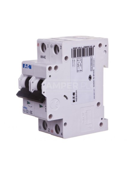 Wyłącznik nadprądowy 2P C 2A 15kA DC FAZ C2/2-DC 279134