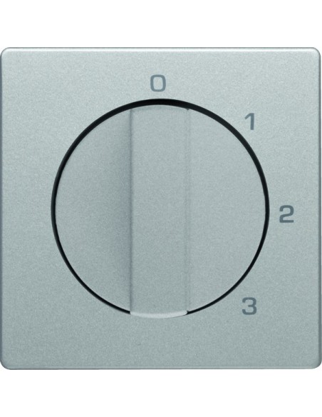 Q.x Płytka czołowa z pokrętłem do łącznika 3-pozycyjnego z pozycją zerową i nadrukiem, alu aksamit, lakierowany 10966084 Berker