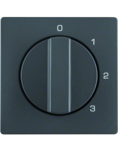 Q.x Płytka czołowa z pokrętłem do łącznika 3-pozycyjnego z pozycją zerową i nadrukiem, antracyt, aksamit 10966086 Berker Hager