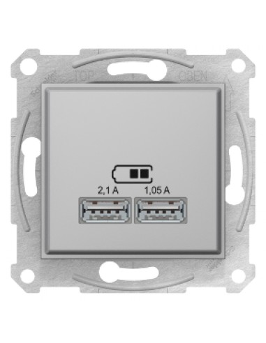 Sedna Gniazdo ładowarki USB 2.1A aluminium SDN2710260