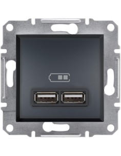 Asfora Gniazdo ładowarki USB 2.1A bez ramki, antracy EPH2700271