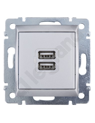 VALENA Gniazdo zasilające 2xUSB 5V 1500mA aluminium 770270