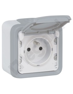 PLEXO55 Gniazdo pojedyncze z/u 16A szare 069731 2