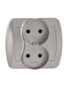 Simon Akord Gniazdo podwójne b/u 16A IP20 aluminium metalizowane AG2/26