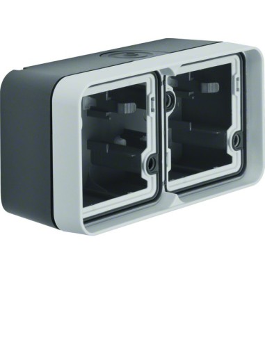 W.1 Adapter natynkowy 2-kr poziomy, 2 wejścia, IP55, szary 6719323505 Berker Hager