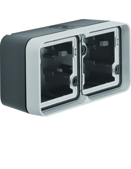 W.1 Adapter natynkowy 2-kr poziomy, 2 wejścia, IP55, szary 6719323505 Berker Hager