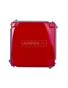 Simon Basic Gniazdo bryzgoszczelne z/u DATA IP44 z kluczem i klapką pełną bez uszczelki czerwone BMGD1B.01/22