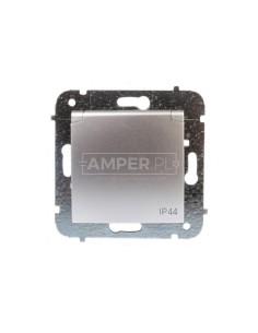 CARLA Gniazdo pojedyncze z/u IP44 z klapką z przesłonami srebrne 1736-16