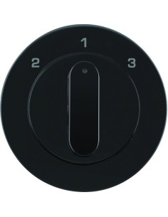 R.1/R.3 Płytka czołowa z pokrętłem do łącznika 3-pozycyjnego bez pozycji zerowej, czarny, połysk 10842045 Berker Hager