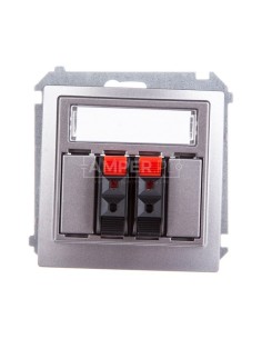 Simon Basic Gniazdo głośnikowe podwójne z polem opisowym stal inox BMGL3.01/21