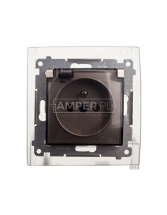 Simon 54 Gniazdo bryzgoszczelne z/u IP44 z klapką transparentną złoty mat DGZ1BZ.01/44A