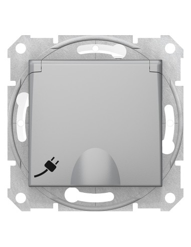 Sedna Gniazdo pojedyncze z/u IP44 (z. bezgwint.) aluminium SDN2800860