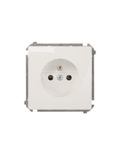Simon Basic Gniazdo pojedyncze z/u 16A IP20 z przesłoną torów białe BMGZ1z.01/11